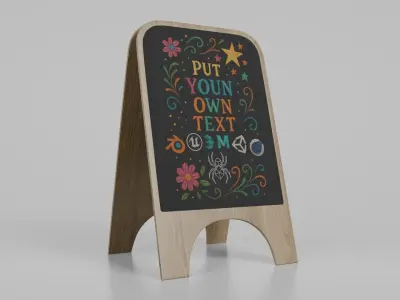 Urban Storefront Signage Pack - Customizable Chalkboards 3D model