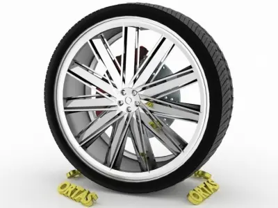 ORTAS CAR WHEEL RIM 117 GAME READY WHEEL RIM TIRE 3D model
