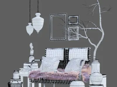 Hubsch interior rattan set  3D model