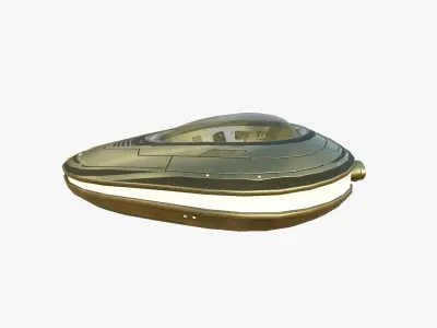 Alien Spaceship UFO C07 Gold - Sci Fi Spacecraft Design Low-poly 3D model