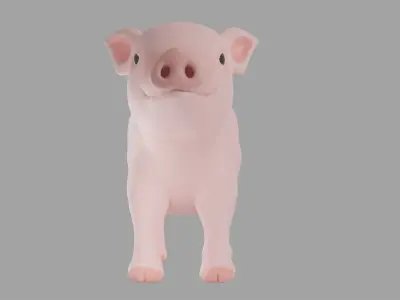 Cartoony piglet and low poly version  3D model