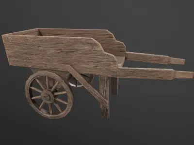 Medieval Wheelbarrow - Low Poly Game Prop Low-poly 3D model