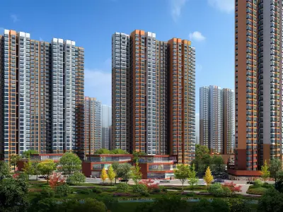 3Dmax fashion city commercial square building 351 3D model