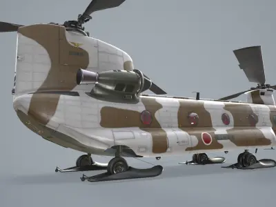  CH-47J Chinook JGSDF Winter Complex Animation Low-poly 3D model