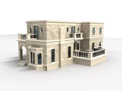 Villa house with balconies 3D model get