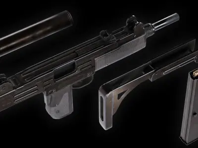 VR Ready UZI Low Poly Low-poly 3D model