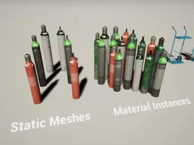Ultimate Gas Cylinder Pack for UE Low-poly 3D model