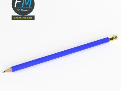 Pencil with eraser 3D model