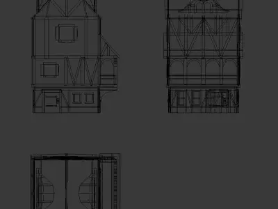 Medieval Town House Low-poly 3D model