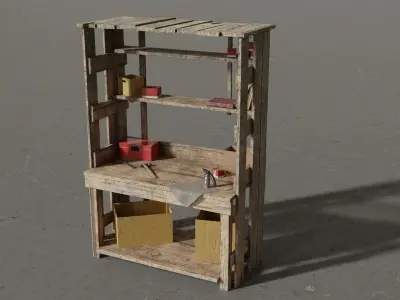 Workbench made from pallets Free 3D model