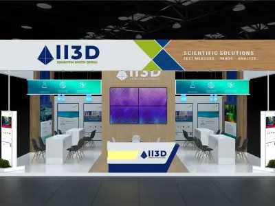 Exhibition Stand Stall Three Side Open 8X9 3D model