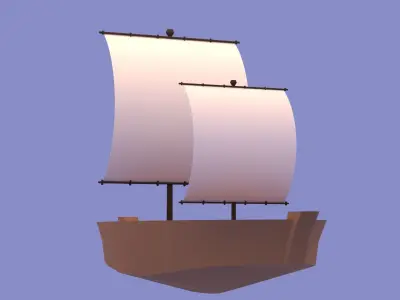 Wood Boat Low-poly 3D model buy