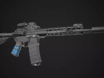 AR-15 Rifle with Upgrades Game Ready Low-poly 3D model