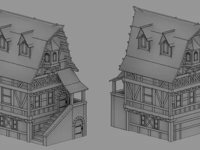 Medieval House Low-poly 3D model 18