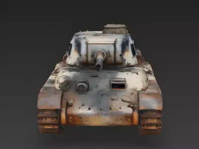 Realistic Destroyed Wrecked Light Tank 3D Model Low-poly 3D model