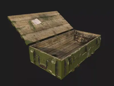 Wooden Military Ammunition Box Low-poly 3D model
