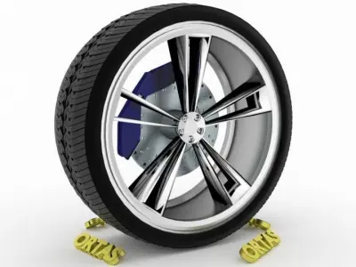 ORTAS CAR WHEEL RIM 90 GAME READY WHEEL RIM TIRE 3D model