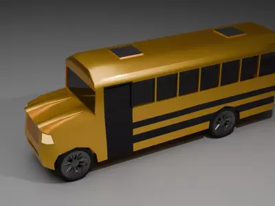 School bus Low Poly Game ready Low-poly 3D model