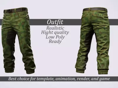 Military Camo Pants Low-poly 3D model