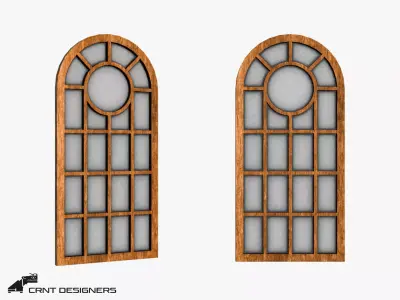 Wooden Glass Window Low-poly 3D model