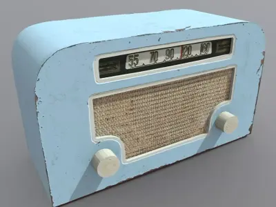 Radio retro Low-poly 3D model