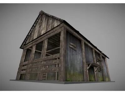 low poly medieval house 2 Low-poly 3D model