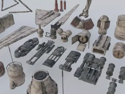 SCI FI Kitbash incl procedural shader Free low-poly 3D model