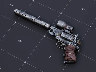 Post Apocalyptic Revolver Low-poly 3D model