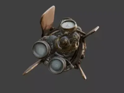 Realistic Steampunk Clockwork Rocket 3D  Low-poly 3D model