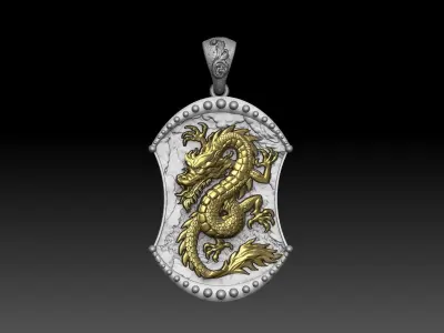 Chinese Dragon Pendant jewelry 3D print model
