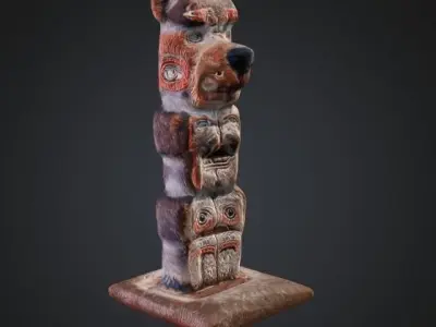 Salish Totem -  Low-poly 3D Model with PBR and 2K Textures Free low-poly 3D model