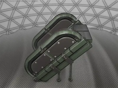 Sci-Fi Stairs - 32 - Green Version Low-poly 3D model