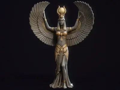 Egyptian Statue God Isis  Low-poly 3D model