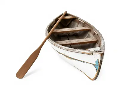 Weathered Rowboat and Oars Historical model pack Low-poly 3D model