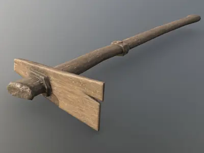 Hoe - Wood Low-poly 3D model