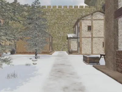 Walled Winter Village 3D model purchase