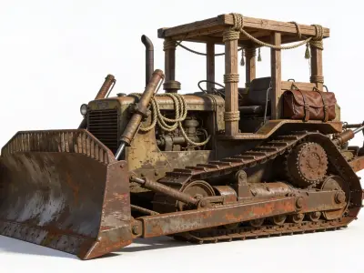 Post-Apocalyptic Desert Bulldozer 3d Low-poly 3D model