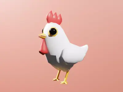 White Chicken Low-poly 3D model