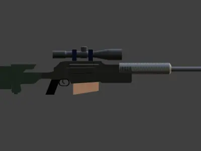 Barrett Sniper Rifle with Individual Part Low-poly 3D model