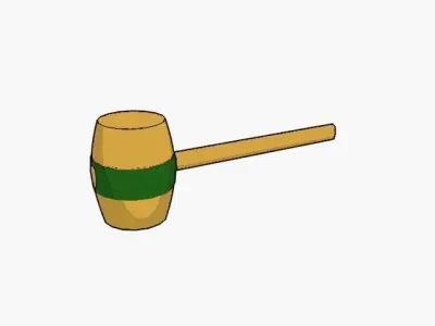 mallet wooden barrel Low-poly 3D model