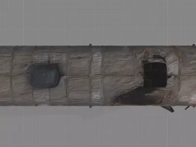 Burned School Bus Post-Apocalyptic Abandoned Vehicle PBR Free low-poly 3D model