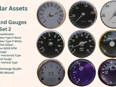 Dials and Gauges Set 2 Low-poly 3D model