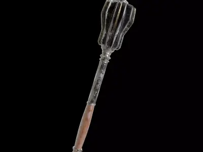 Iron Mace with Wooden Handle 3D model