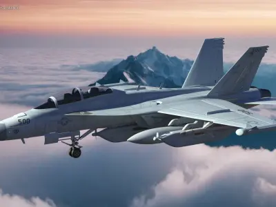 Boeing EA 18G Jet Aircraft Simplified 3D model