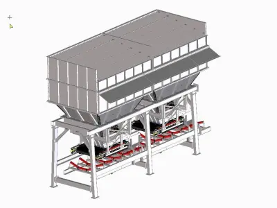 Concerete batching plant feeding hoppers 3D model purchase
