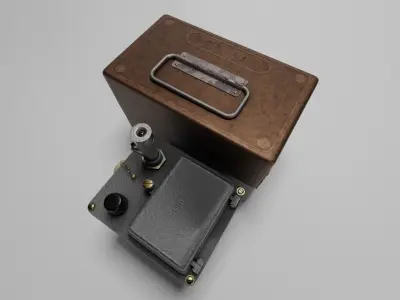 Dosimeter cold war ZD5 DP24 DKP50A and Galvanic element batarey Low-poly 3D model