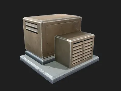 Stylized air conditioner Low-poly 3D model