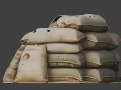 Battle Damaged Military Sandbag Wall 3D Model Low-poly 3D model