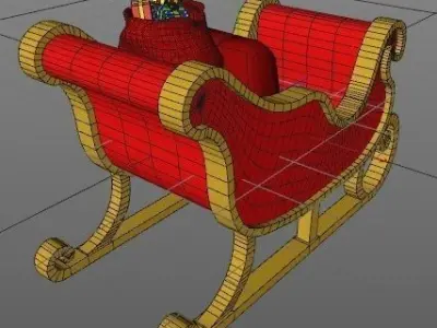 Santa sleigh Low-poly 3D model get