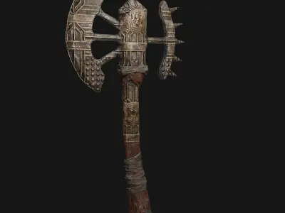 Medieval Axe for Games Low-poly 3D model
